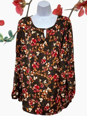 Croft & Barrow-Women's Plus Size XXL Pullover Top Light Weight Colorful Floral